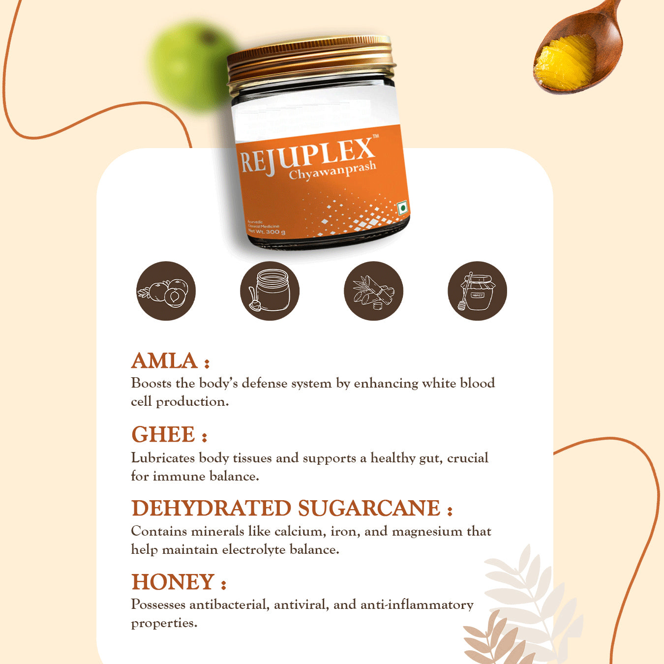 Chyawanprash jar with ingredients 