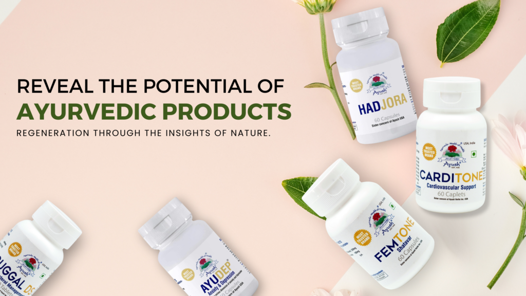 Natural ayurvedic products for health and wellness by Ayush Herbs.